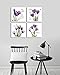 Baby Plum 4Pcs/Sets Huge Modern Giclee Prints Framed Artwork Love Hope Imagine and Believe Purple Flowers Pictures Photo Paintings Print on Canvas, Wall Art for Home Walls Decor, Ready to Hang