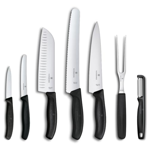 Victorinox Professional Kitchen Knife Set, Swiss Classic, 7-piece, Black