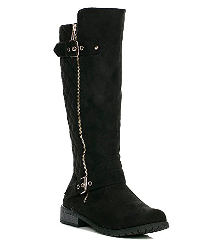 Forever Mango 21 Women's Winkle Back Shaft Side Zip Knee High Flat Riding Boots 6 BM US