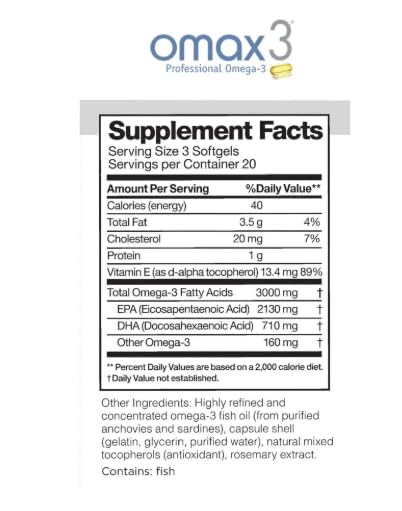 Omax3 Professional Strength Ultra-Pure Omega-3 Fish Oil - 1000 mg - Maximum Joint & Muscle Support - EPA DHA - NSF Certified - 60 Softgel Blister Pack