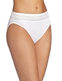 Warner's Women's No Pinching No Problems Lace Hi-Cut Brief Panty, White, Large