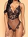 Women's Sexy Lace Babydoll Lingerie One Piece Teddy Bodysuit (S, Black)