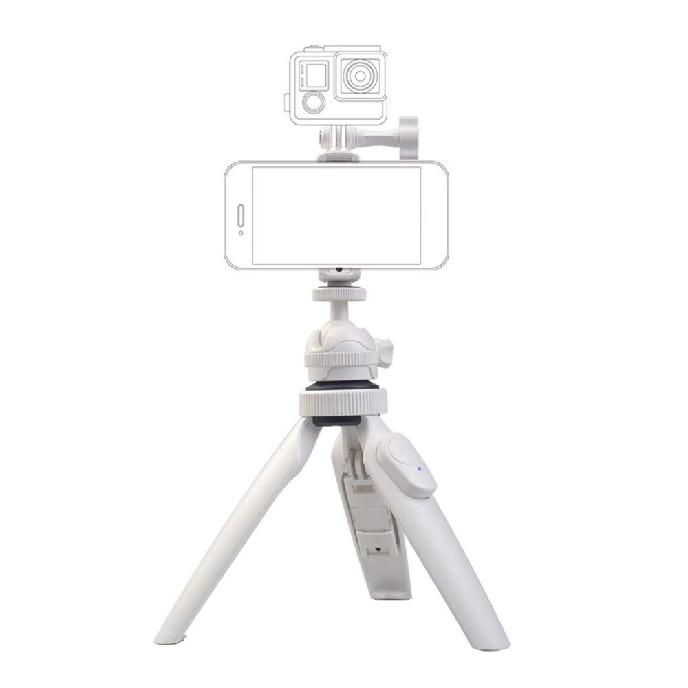 OptixMania Camera/ActionCam/Smartphone Tabletop Tripod with Wireless Bluetooth Shutter (White)