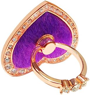 Sunliya Cell Phone Ring Stand Holder, Heart Crystal Universal Ring Holder 360 Degrees Rotating Stand for any Smart Devices Mobile Devices and Tablets(Pelage-Rose Gold/Purple)