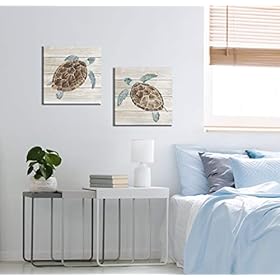 Yang Hong Yu 1 Pair of Turtles Prints on Wood Color Background Canvas Oil Painting for Bathroom, Classic Wall Art… 41mF2lLayyL