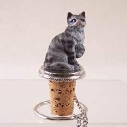 Shorthair Silver Tabby Cat Wine Bottle Stopper Ctb01 Amazon In