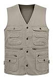 Wantdo Men's Multiple Pockets Cotton Safari Fishing Vest