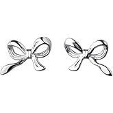 14K Gold Plated Sterling Silver Post Bow Stud Earrings Party Jewelry Christmas Gifts for Women
