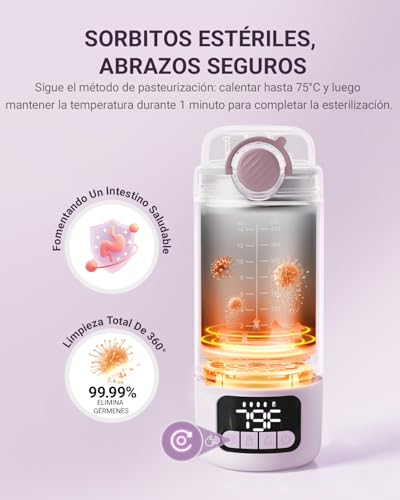 Comfyer BW02 Portable Baby Bottle Warmer with 16000mAh Battery and Built-in Sterilizer Quick Warmer for Milk and Water, 2 Heating Modes, 500 ml Ideal for Home and Travel