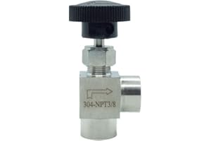 CDQBWKJGFJ 1 Piece Stainless Steel 304 Instrument Gas Angle Needle Valve 3/8" NPT Female x 3/8 NPT Female