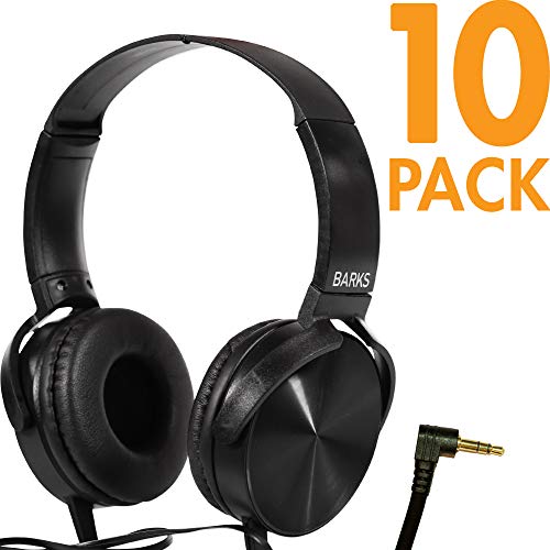Bulk Classroom Headphones – 10 Pack – Over Ear Student Head Phones: Perfect for Kids in Classrooms, Schools, Libraries, Class Set (Great Value, Durable, Noise Reducing, Comfortable Fit, Easy to Clean)