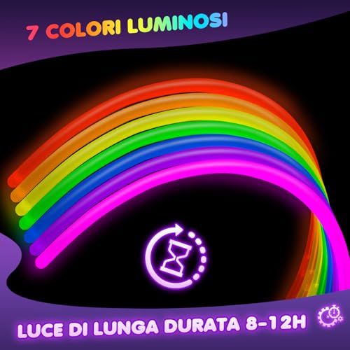 Ziitty Glow Glow Bracelets Fluorescent 7 Colours Neon Party Kit Children Adults Starlight 100 Glow Sticks and Connectors for Bracelets Glasses Gadgets for Comleanno Parties Carnival New Year 2026