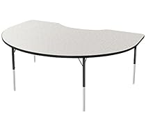 Marco Group 2200 Series Kidney Activity Table with Swivel Glides, Gray Glace Top, Black Edge and Black Toddler Legs, 48-Inch by 72-Inch