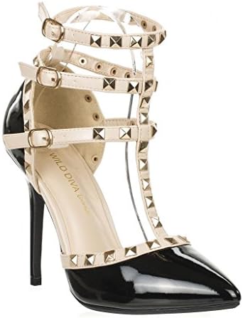 Pointy Toe T Strap Dorsay Gladiator Sandal Studded Pump ADORA-64-55