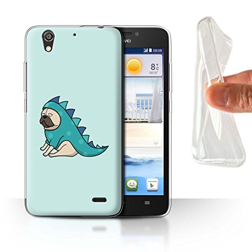 STUFF4 Gel TPU Phone Case / Cover for Huawei Ascend G630 / Dinosaur Outfit Design / Cartoon Pug/Dog Collection
