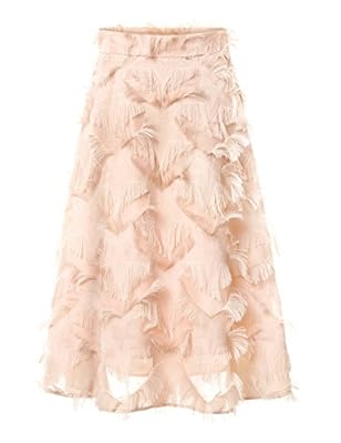 MG & Fashion Women Chiffon Tassel Elastic Waist A-line Flared Midi Skirt