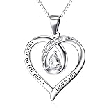 YFN S925 Sterling Silver "I Want to Tell You I Love You" Infinity Love Heart Engraved Charm Pendant Necklace 18"(Charm Heart) (Jewelry)