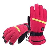Aroma Season Rechargeable Battery Heated Gloves for Men and Women, Battery Powered Winter Gloves for Winter Outdoor Activities, Hiking Gloves Relieve Raynauds Disease (Red, L/XL)
