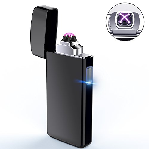 Arc Lighter, AngLink Electric Lighter USB Rechargeable Double Arc Lighter Plasma Beam Flameless Windproof Lighter for Smokers - USB Cable Included