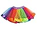 TOPTIE Girls Layered Rainbow Tutu Skirt Dance Dress Ruffle Tiered Clubwear-S