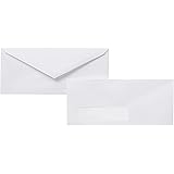 Amazon Basics #10 Business Letter Envelopes with Gummed Seal, Left Window - 500-Pack, White