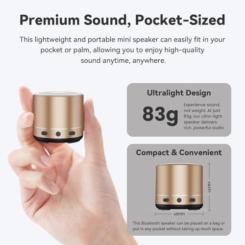 Bluetooth Speaker, Mini Speakers Wireless Bluetooth 5.4 Built-in Microphone, Loud HD Stereo Sound, IP68 Waterproof Speaker with 7 Modes RGB Lights, Small Speaker For Outdoor, Home, Gifts, Rose Gold