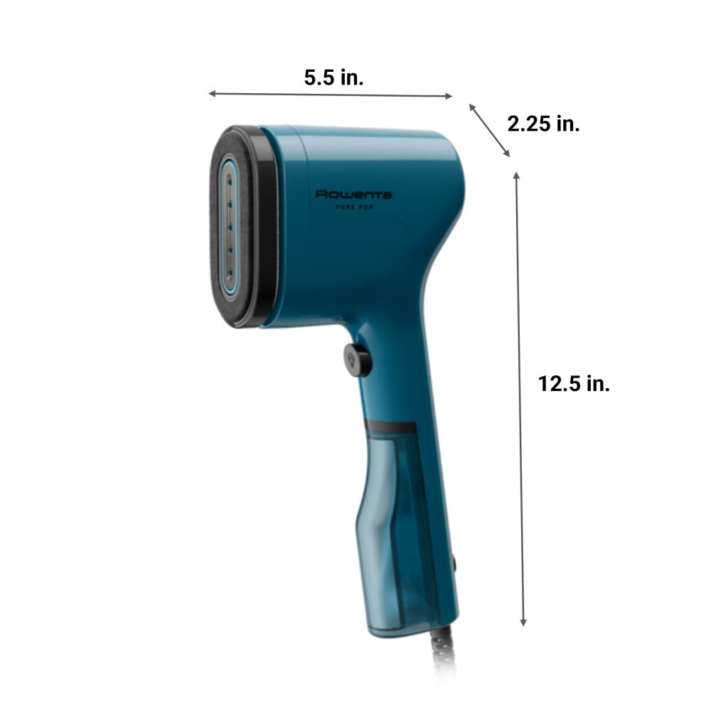 Rowenta PurePop Handheld Steamer for Clothes 1.5 Lbs 15 Second Heatup, 2.3 Oz Capacity 1150 Watts Portable, Ironing, Fabric Steamer, Garment Vacation Essentials, Travel Must Have Blue DR2020 DR2020U1