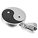 INBLUE Men's Stainless Steel Pendant Necklace Silver Tone Black Yin Yang -With 23 Inch Chain
