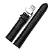 iStrap 22mm Cow Leather Watch Band Alligator Grain Padded Replacement Deployment Strap Black 22