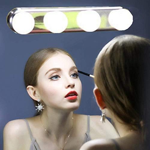 Koopee LED Makeup Mirror Light Hollywood Style, Portable & Wireless & Installation-Free Vanity Mirror Lights Kit Dressing Table Lights with 4 LED Bulbs and 2 Powerful Suction Cups, Battery Powered