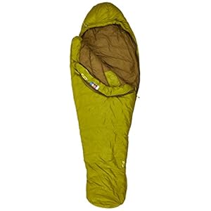 Marmot Hydrogen Long Daunen Mumienschlafsack extra lang, Unisex, 800er Gänse-Daunenfüllung, sehr Leichter und Warmer Schlafsack, Dark Citron/Olive, 198 cm