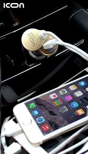 Fast Car Charger,Dual USB Auto Charger with 4 Foot Micro USB Charging Cable+2.1 A USB Output for iPhone,iPad,Samsung and More (Gold)