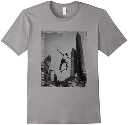 Mens Skateboard City Street  Skater Filmstrip T-shirt Medium Slate