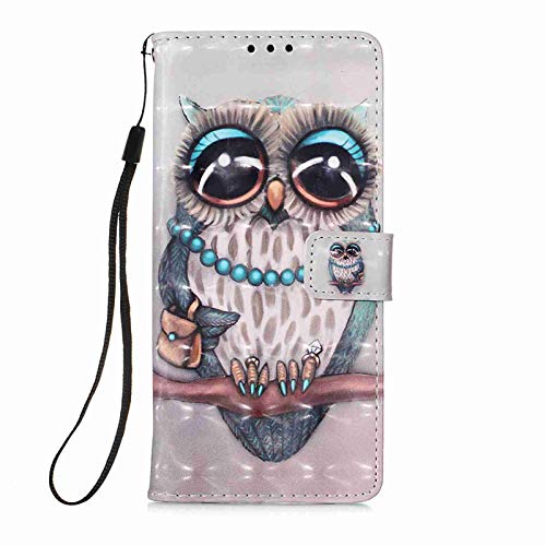 Skyhewen Samsung Galaxy A22 5G Case Flip, 3D PU Leather Protective Cover Wallet Card Slots Magnetic Closure Stand Bumper for Samsung Galaxy A22 5G, Owl