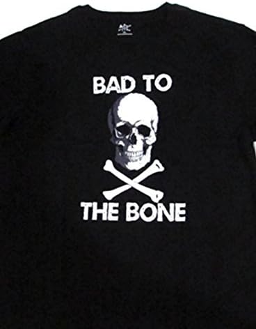 Smiling Skull Face &amp; Crossbones "Bad To The Bone" T-Shirt (XX Large, Black)