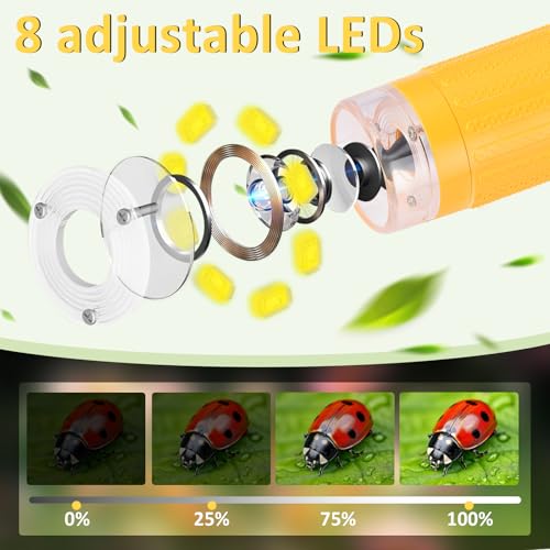Microscope for Kids 3" IPS Screen Digital Microscope 1000X Magnification 1080P Handheld Microscope with 8 LEDs and 32MB Memory USB Pocket Microscope for PC/Mac