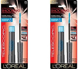 (Pack of 2) -VALUE PACK! - L'oreal Telescopic Shocking Extensions Waterproof Mascara - 981 Black - 7.2ml-0.24oz