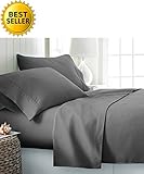 Celine Linen ® Luxury Silky-Soft 1500 Series Wrinkle-Free 4-Piece Bed Sheet Set, Deep Pocket up to 16 inch, King Grey