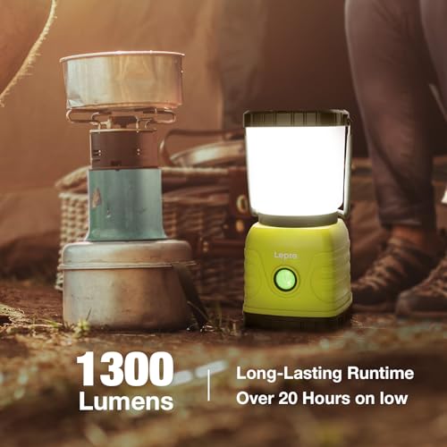 Lepro Camping Light Rechargeable, 1300 Lumen Camping Lantern for Tents, Dimmable 4 Modes, Tent Lights with 3600mAh Power Bank, Camping Accessories, Rechargeable Lantern for Outdoors, Emergency