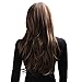 Natural Long Layers Brown with Golden Highlights Mix Color Synthetic wigs for black women+Wig Cap