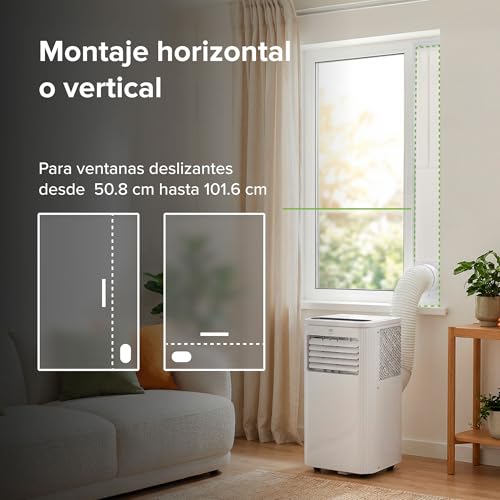 AVERA Aire Acondicionado Portátil 3 en 1 Enfriador, Ventilador y Deshumidificador, 115V, Hasta 16 m², Temperatura de 17 a 30°C, 53 dB, Temporizador 24 h, Control Remoto y Kit de Ventana | AICP01