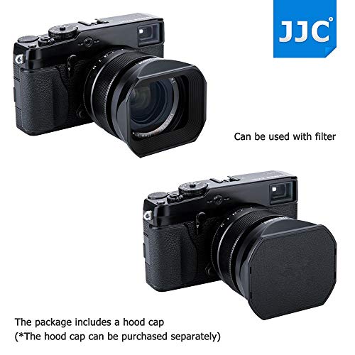 Square Metal Lens Hood w/Hood Cap Replace Fuji LHXF23 for Fujifilm