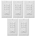 Enerlites Bathroom Timer Countdown Switch, HET06A-R | In-Wall Electrical Timer for Fans, Electrical Outlets, Indoor and Outdoor lights,with On/Off switch | White - 5 Pack