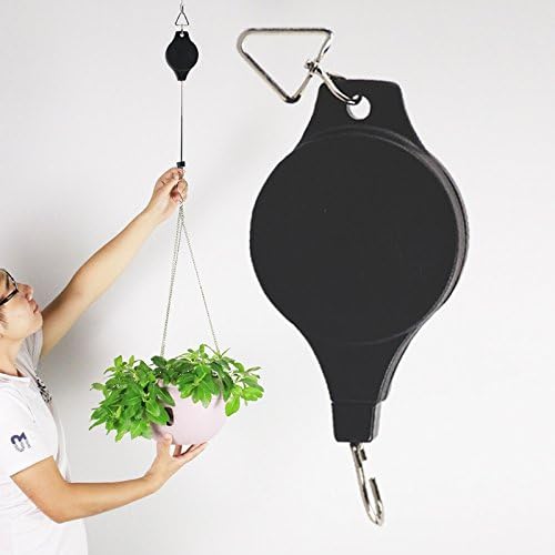 Techinal 1-Piece Plant Hanging Hooks, Pulley Retractable Hanging Flower Basket Hook Hanger for Hanging Planters, Flower Baskets, Pots, Bird Houses, Plant Grow Light