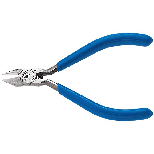 Klein ToolsD259-4C Pliers, Diagonal Cutting Midget Electronics Pliers with Pointed Narrow Jaw, and Hot-Riveted Joint, 4-Inch