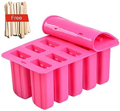 UyuGo Popsicle Molds, Pop Molds Resuable DIY Ice Cream Molds Maker Frozen Ice Pop Makers Set of 10 Silicone BPA Free