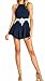 RUIGO ▒ Women's Lace Sexy Open Back Hollow Out Boho Playsuit Jumpsuit Romper Dress Dark Blue Small