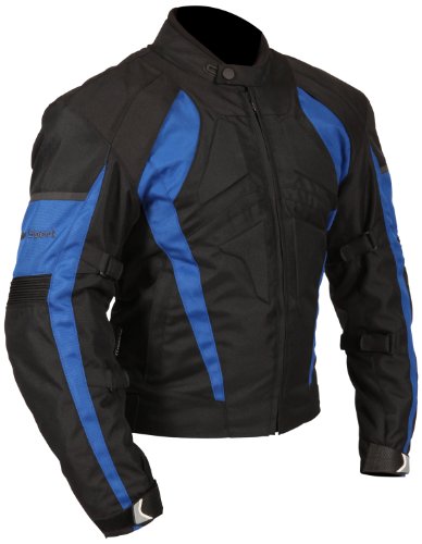 Milano Sport Gamma Motorcycle Jacket with Blue Accent (Black, X-Large)