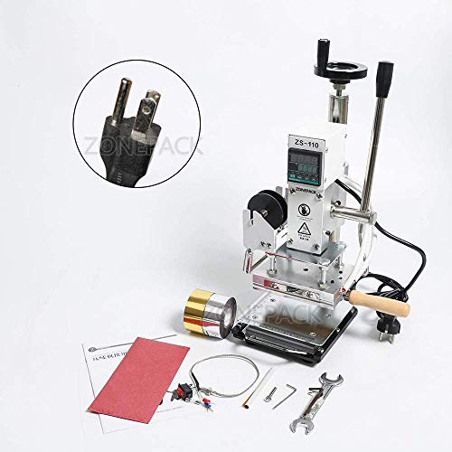 ZONEPACK Hot Foil Stamping Machine with Sliding Positioning Plate Tipper Stamper Bronzing Card Foil Custom Logo Embossing for PVC Leather PU and Paper Heat Press Branding Mask (110v)