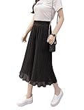 XiaMi Women's Black High waist Chiffon Plus size Wide leg Plazzo Pants Capris, Black, Free Size